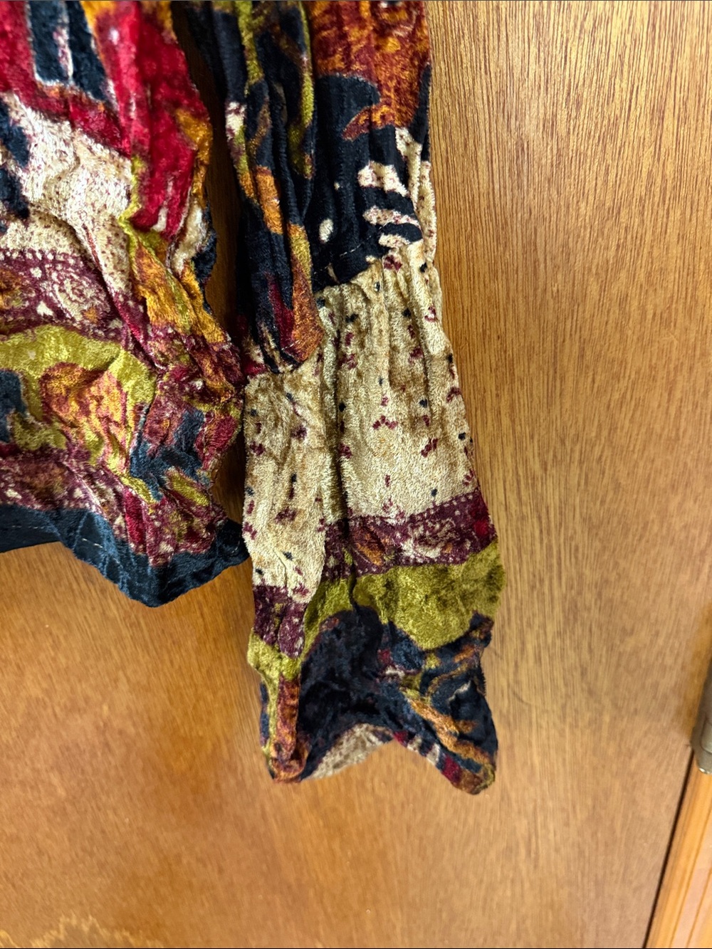 Multicolor Velvet Boho Button-Front Top - Picture 5 of 6